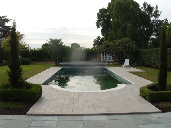 Villebois flamed French Limestone  pool surround