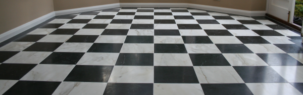 black and white Italian marble floor tiles