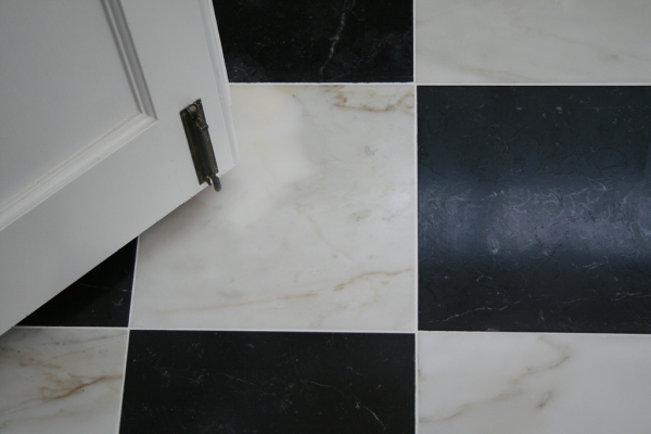 Nero Marquina and Italian Calacatta marble black and white floor tiles