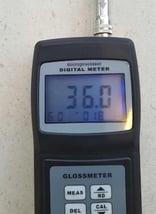 Restoration of a limestone floor - gloss meter reading before the work starts